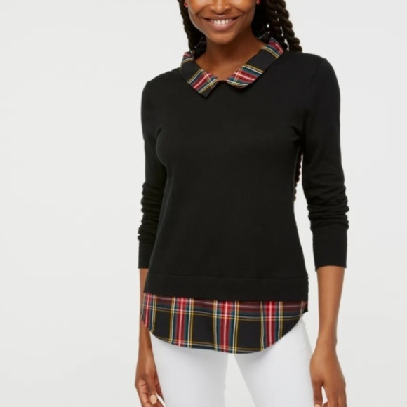 J. CREW Black Woven Plaid Sweater - Picture 2 of 11